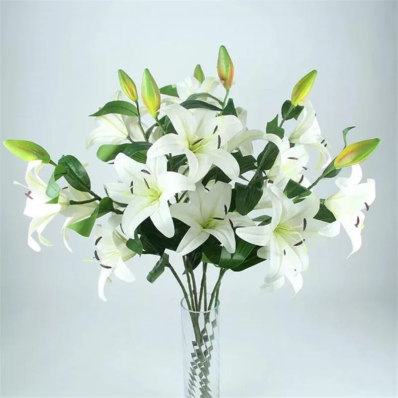 7 шт. поддельные с длинными стеблями латекс Lily (3 головок/шт) 39 37 &quotLenhth имитации
