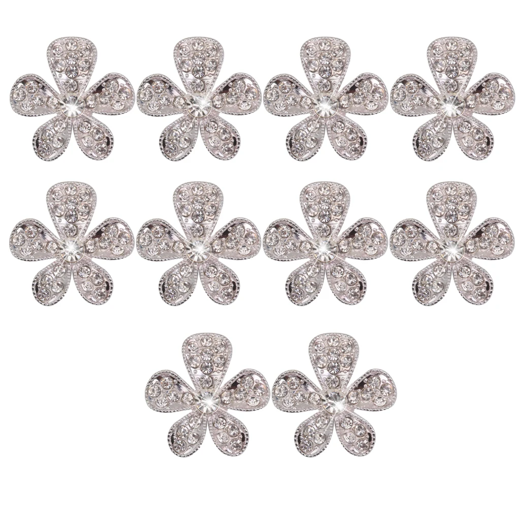 

10pcs Crystal Diamante Flower Flatback Wedding Craft Embellishment DIY 26mm