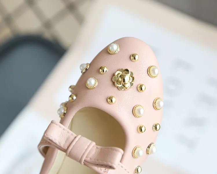 Осень 2019 детские тапочки с жемчугом для девочек обувь принцессы на плоской