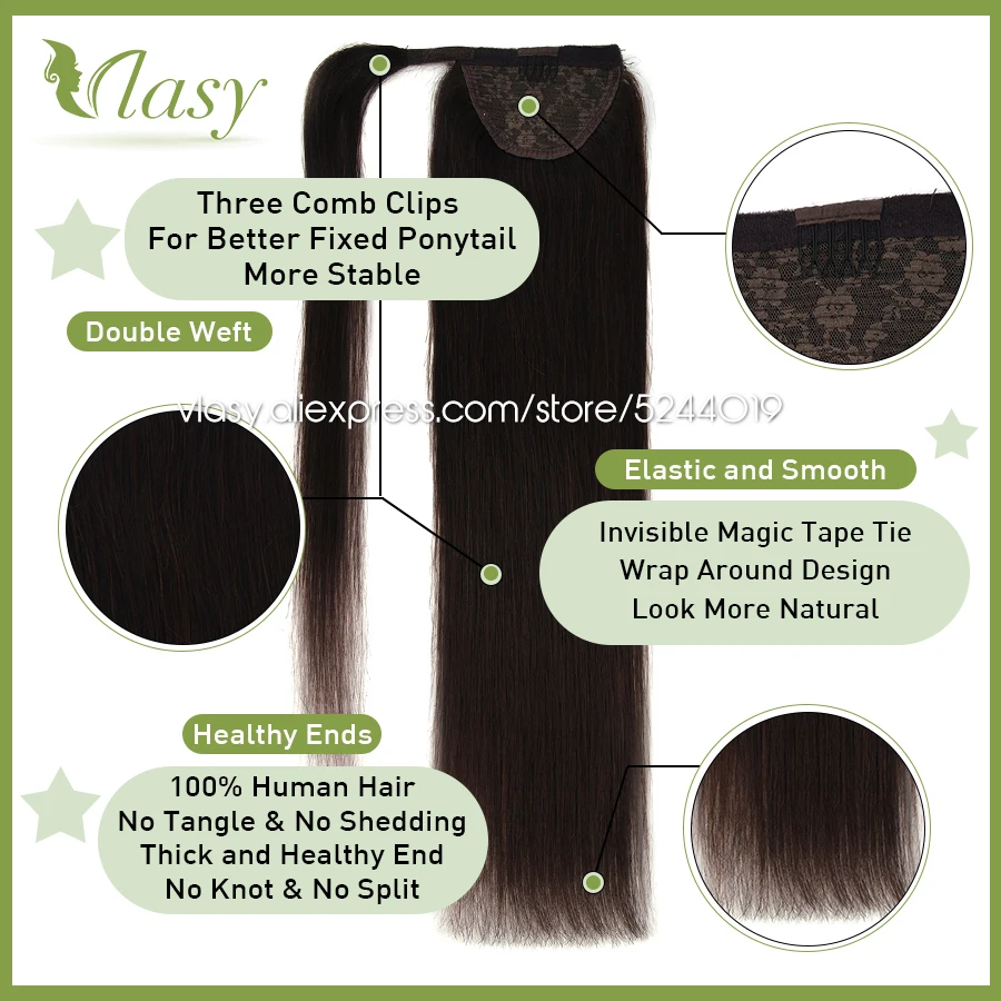 Vlasy 12 '' 24'' машинка для конского хвоста Реми волосы прямые европейские