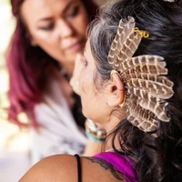 indian traditional tribal feather earrings for women men boho ethnic feather ear cuff clip on earrings vintage hippie jewelry