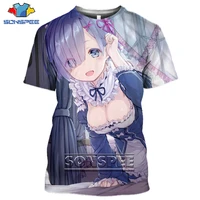 sonspee summer t shirt 3d idol girl shirts print anime rem zero mens t shirt women homme gym clothing harajuku rock guitar tees