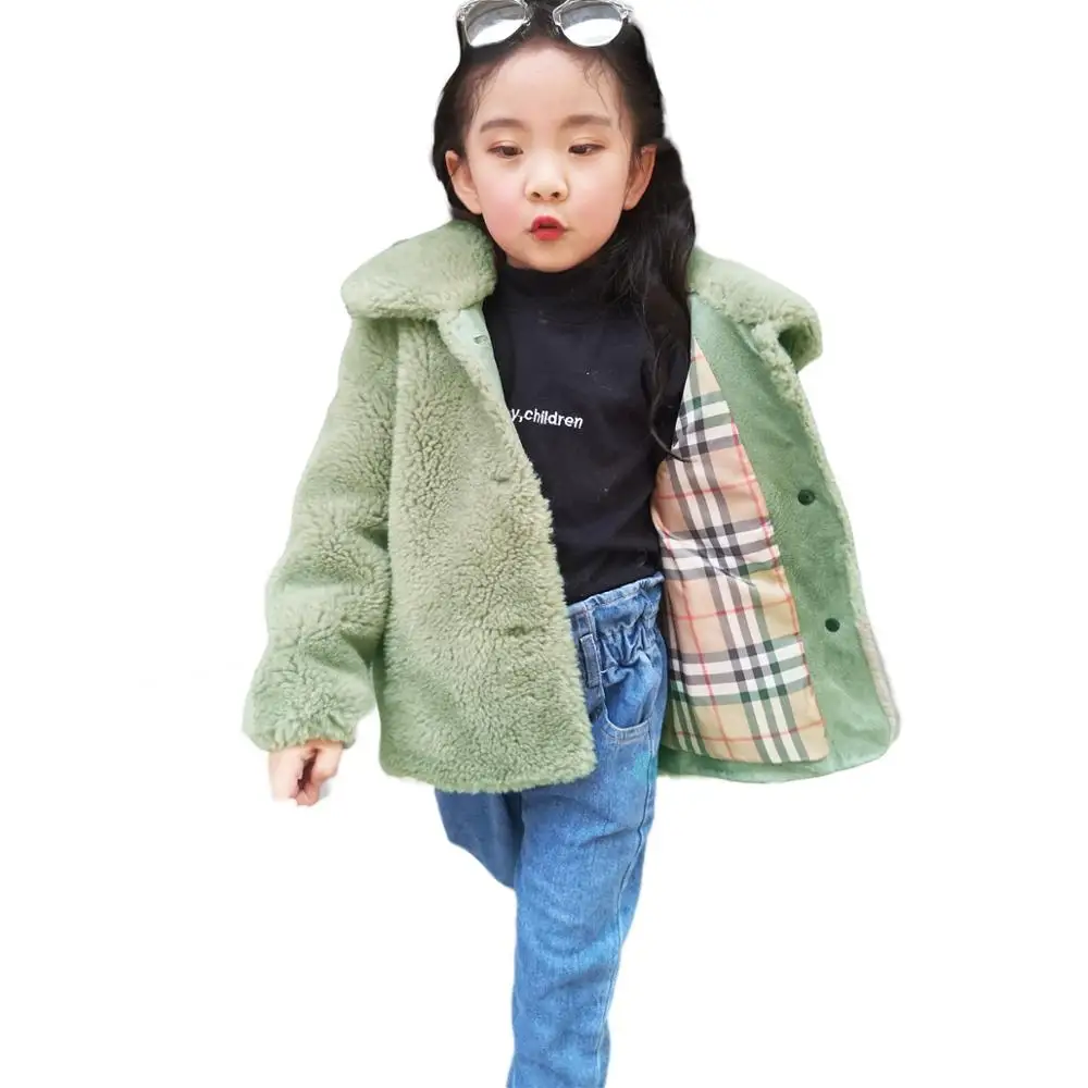 Children's granules wool fur coat in the big boy girl  baby sheep fur coat real woolen coat winter warm new products