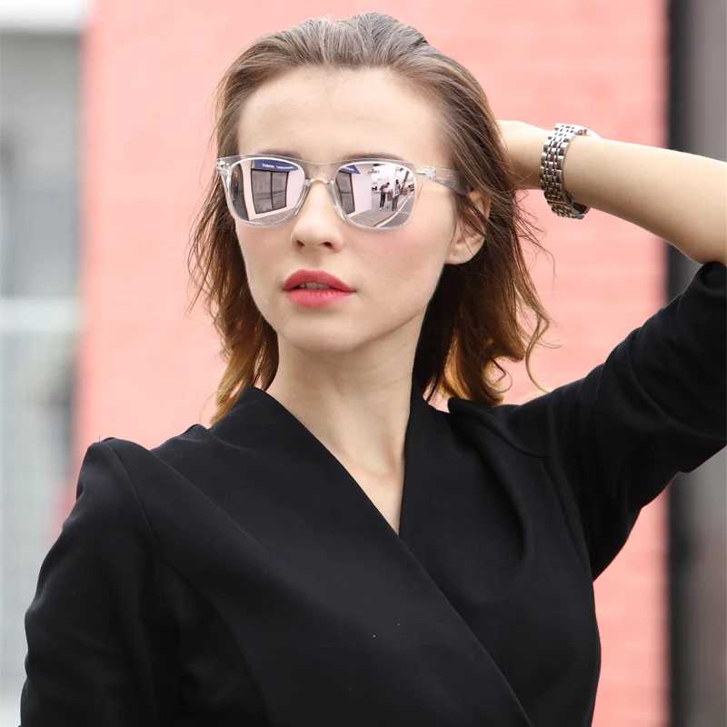

RMM New Clear Sunglasses Women men Transparent Frame Night Vision Sun Glasses Mirror Reflective Glasses UV400 Eye wear