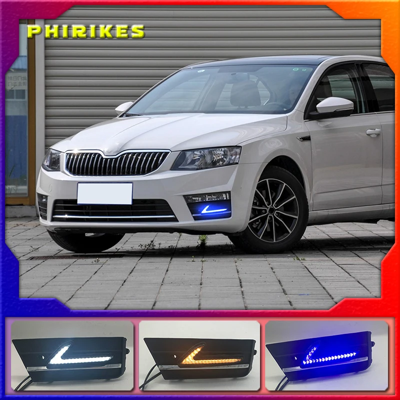 

Светодиодные дневные ходовые огни светильник для Skoda Octavia 2017 автомобильные аксессуары Водонепроницаемый 12 В DRL Противотуманные фары украшения