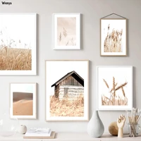 wheat reed flower leaf natural plant desert wall art canvas painting nordic posters and print wall picture for living room decor