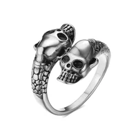 european and american original jewelry domineering trend stainless steel open skull casting ring mens