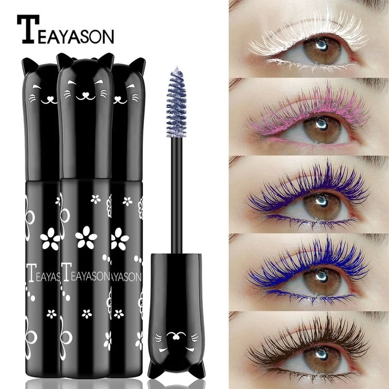 

6 Color Thick Mascara Blue Purple Pink Lasting Non-blooming Natural Curling Bushy Eye Makeup Party Hot Selling Cosmetics Beauty