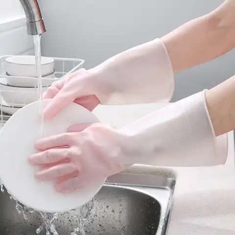 Чистящий посудомоечный перчатки Водонепроницаемый прочный тонкий срез резиновые перчатки для домашней уборки резиновые ручной насос для ...