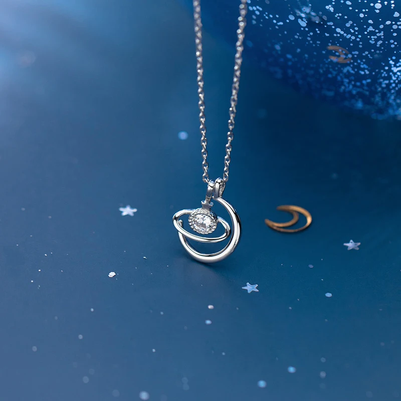 

La Monada 925 Sterling Silver Necklaces For Women Minimalist Moon Planet 925 Silver Chain Necklace Women Jewelry Korean Female