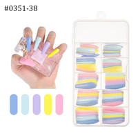 100pcs colorful acrylic false long coffin nails fake nails flat shape art tips natural full cover fake nail tips manicure tools