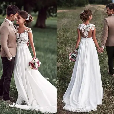 robe mariage платье Boho Beach robe de mariée bride to be Lace Elegant Wedding Dress Long Bride Gown vestido de novia