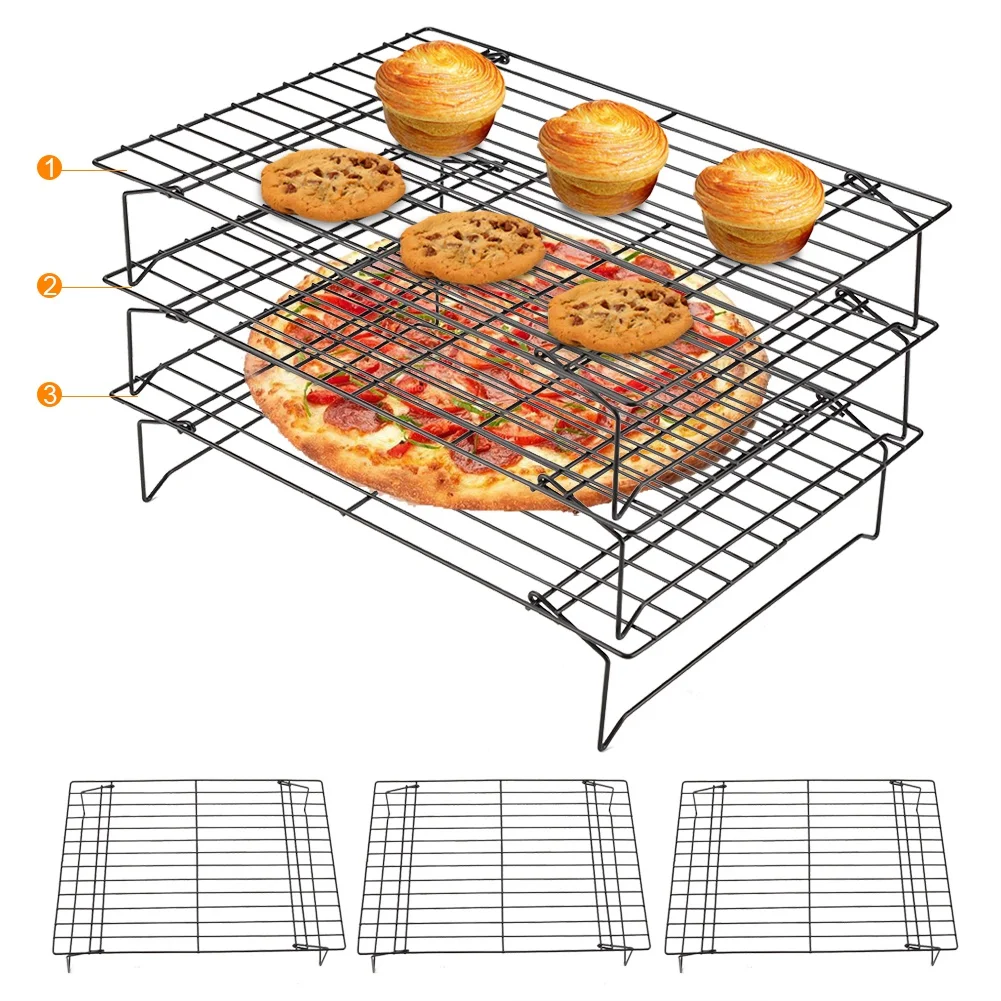 

Three Floors Stainless Steel Cooling And Baking Rack Nonstick Net Baking Cooking Grill Tray For Biscuit / Cake / Bread Tools