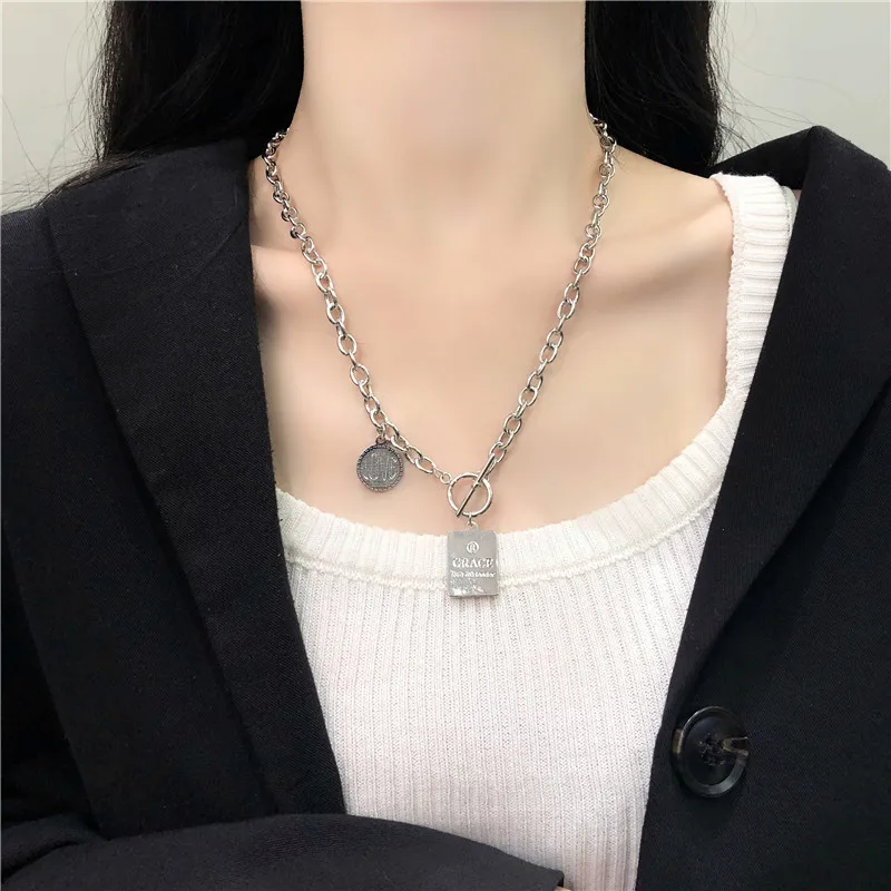 

Chain Chunky Hiphop Pendant Necklace Square Letters Sweater Chain Wholesale