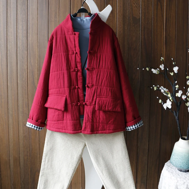 Толстая парка с длинным рукавом и карманом куртка пальто для женщин на пуговицах