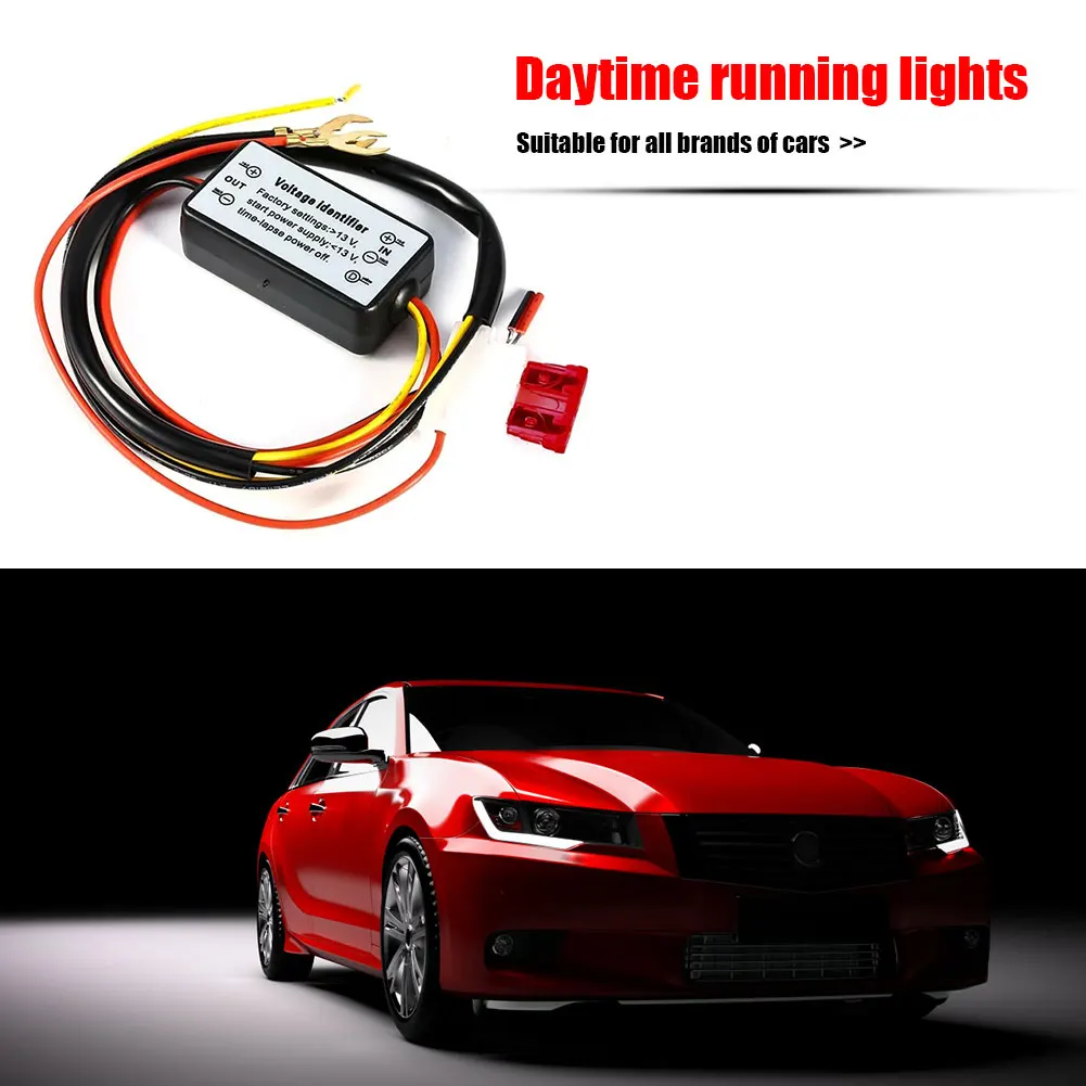 

1 Set DRL Controller Auto Car LED Daytime Running Light Relay Harness Dimmer On/Off 12-18V Fog Light Controller
