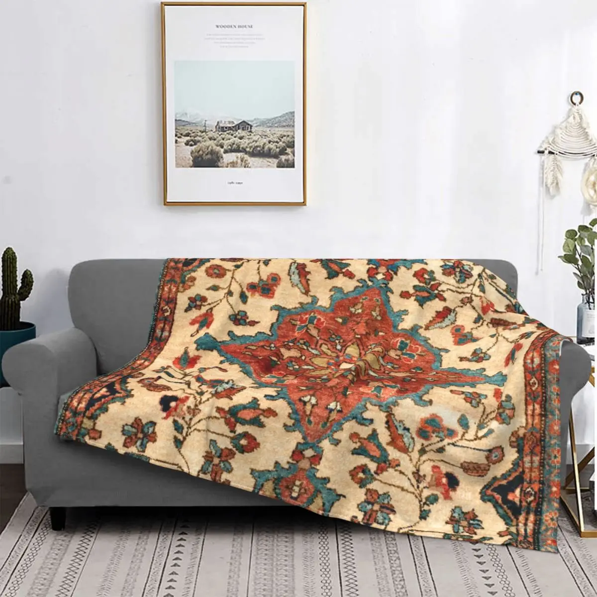 

Одеяло Sarouk Poshti в Западном персидском стиле, винтажное мягкое Фланелевое покрывало в Европейском стиле, для дивана, бархатное покрывало