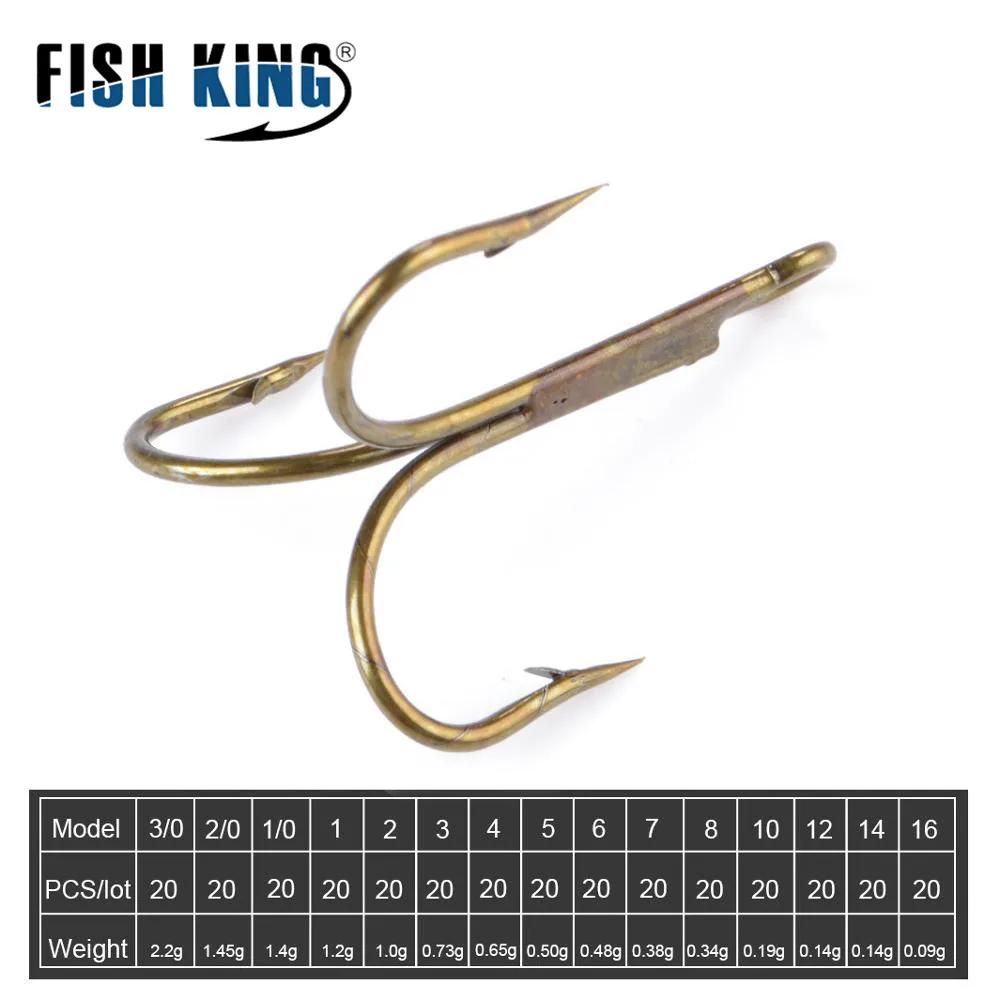 Рыболовные крючки FISH KING тройные из углеродистой стали шт./упак. - купить по