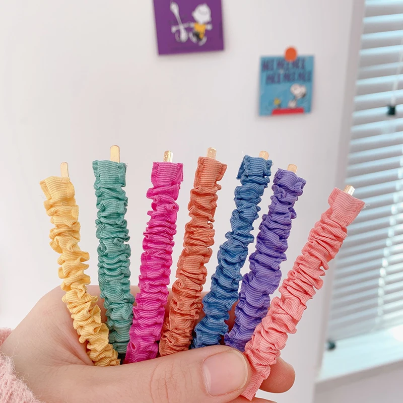 

Sweet Candy Color Hairpin Girls Wrinkle Hair Clip Clamp Barrette Headband Fashion Solid Color Women Accessories Cute Colorful