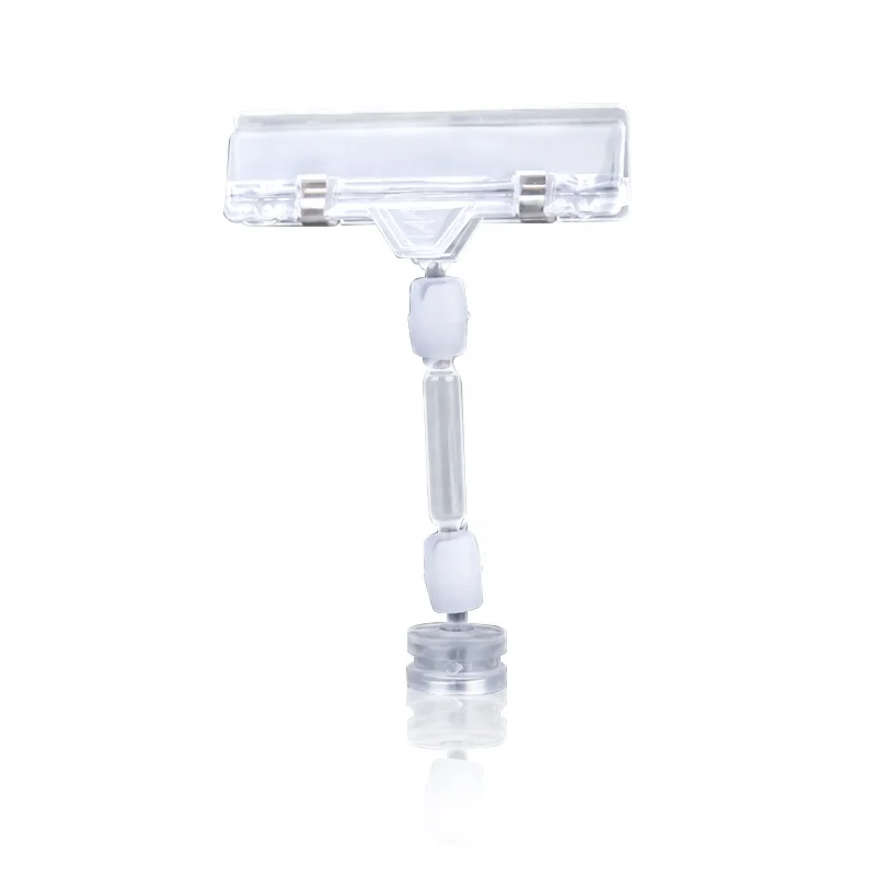 

Clear Plastic Magnetic Adjustable Rotatable Rack POP Clip-on Style Merchandise Sign Display Clip Holder