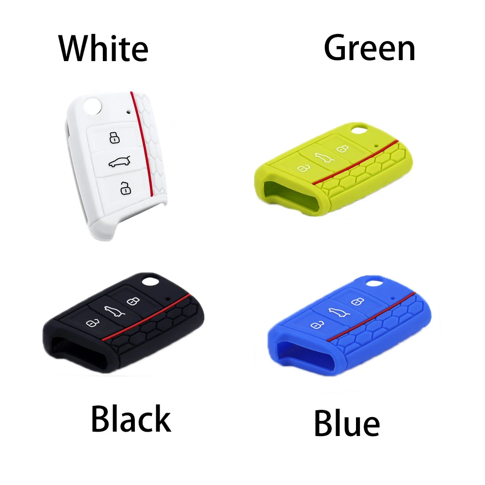 

Onever Hot Silicone Car Key Cover Case Shell Fob For Golf 7 Mk7 A7 For SEAT Leon Ibiza 3 Car-Styling Remote Control Car Cover