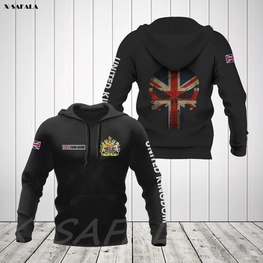 

UNITED KINGDOM SKULL FLAG England Country 3D Print Zipper Hoodie Men Pullover Sweatshirt Hooded Jersey Tracksuits Outwear