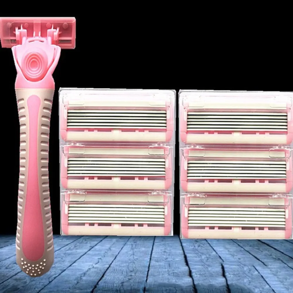 

1 шт. борода бритвенная стойка + 10 шт 6-Слои лезвия ручной бритва для бороды, ручные лезвия для безопасной бриты Ручка Рукоятка с противосколь...