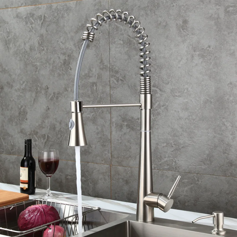 Выдвижной Смеситель для кухни матовый никелевый кран с датчиком