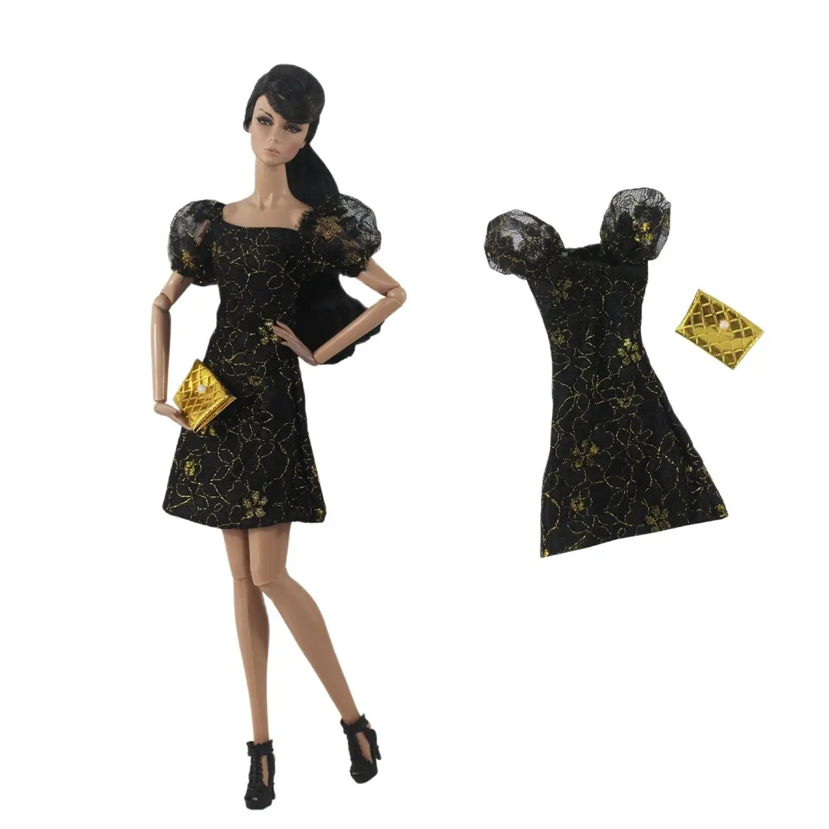 

Fashion Black Dress Outfit Clothes Set for Barbie 11 Inches BJD FR SD Doll