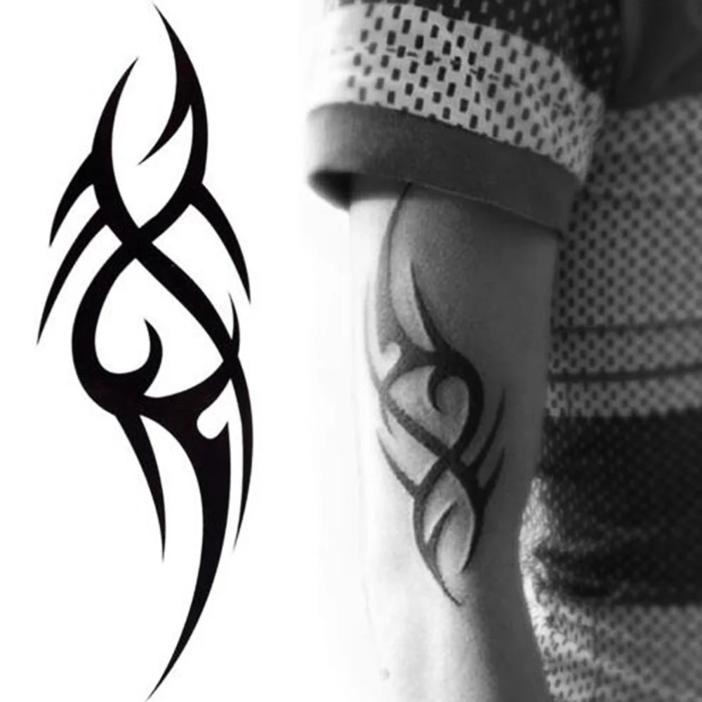 

Black Temporary Tattoo Body Art Tattoos 3D Waterproof Disposable Tattoos Sticker Art Men Arm Leg Fake Tatoo Paper Decoration