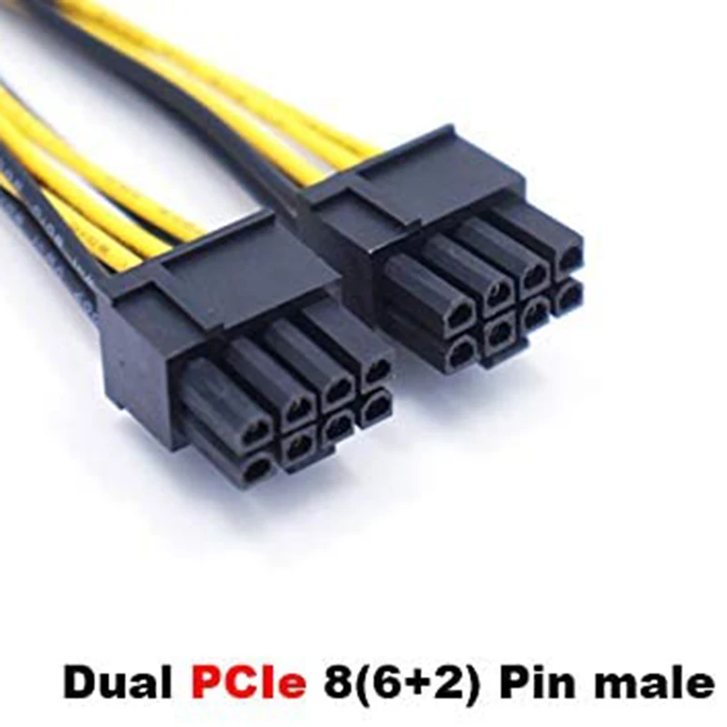 

PCIe 8 Pin to 2 x 8 Pin (6+2) PCI Express Adapter Power Cable PCIE Y - Splitter Extension Cable 8 Inches