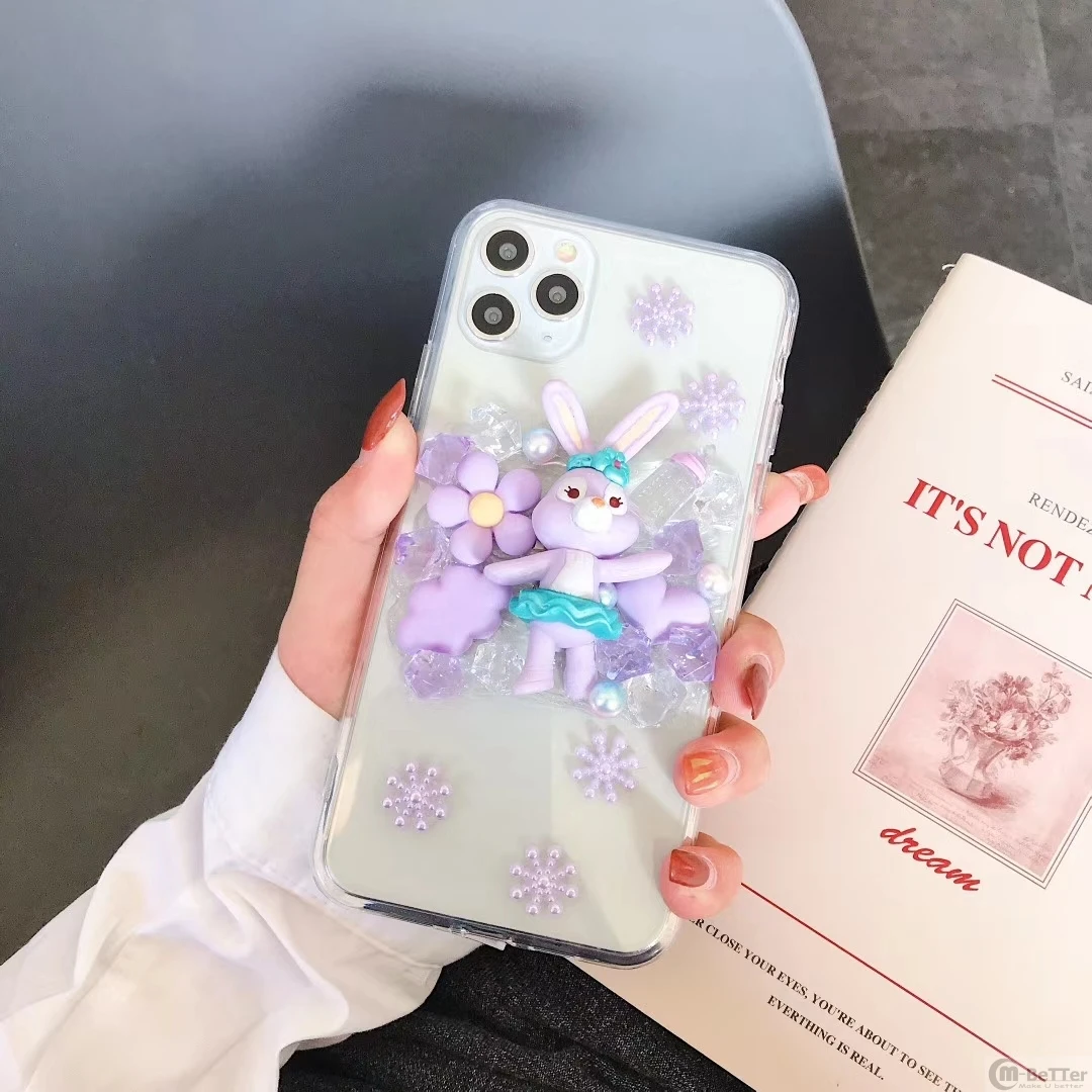 DIY case for Samsung S20ultra cute rabit phone cover galaxy note10 plus bling handmade creamy shell s8/9/10+ lovely bear note8/9 | Мобильные