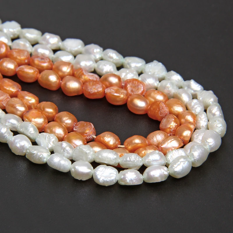 

4-5mm Natural Freshwater Pearl Baroque White Orange Irregular Pearls Beads DIY Pearl for Jewelry Making Bracelet Necklace 14"