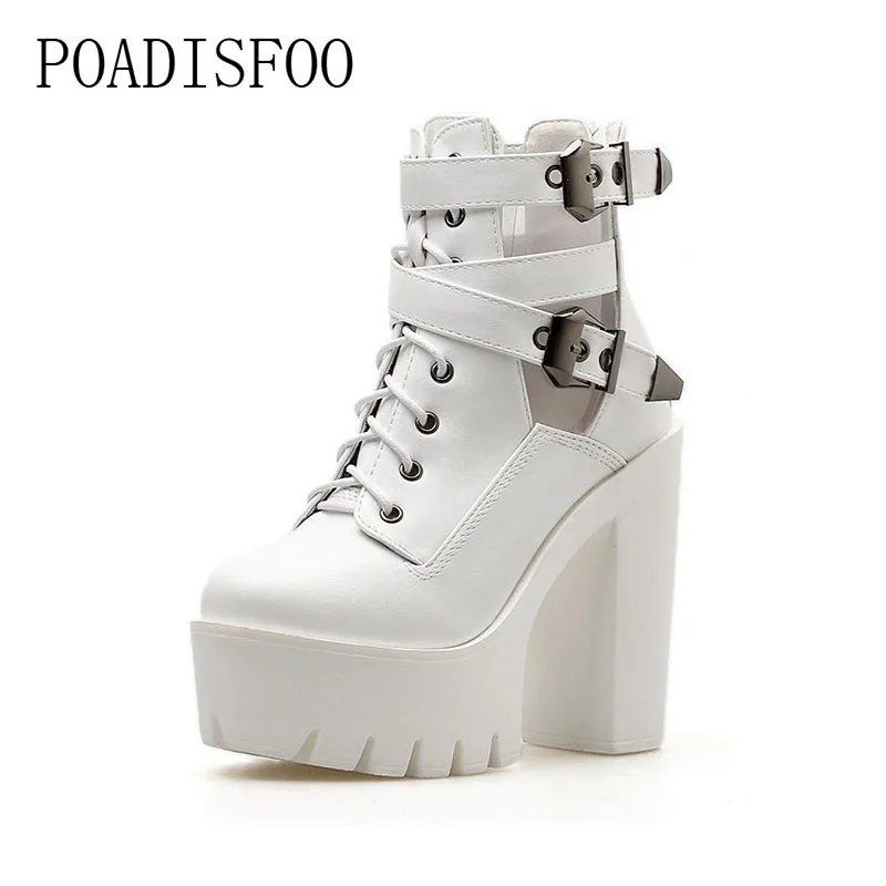 Женские ботильоны на платформе LTARTA очень высоком каблуке с пряжкой и заклепками