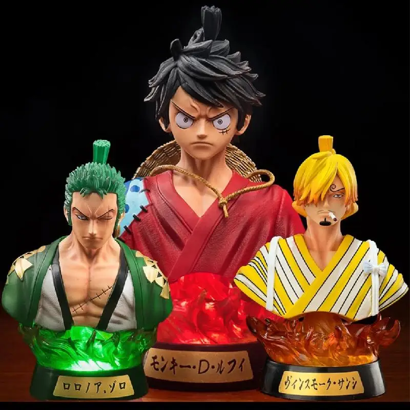 

16 см аниме цельный кимоно половина тела светящийся бюст фигурка Луффи искусственные украшения украшение автомобиля собирать подарок на де...