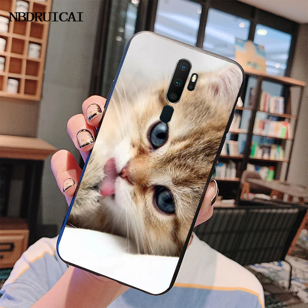 NBDRUICAI милый Pet Cat TPU черный чехол для телефона Корпус Oppo A5 A9 2020 A11x A71 A73S A1K | Мобильные