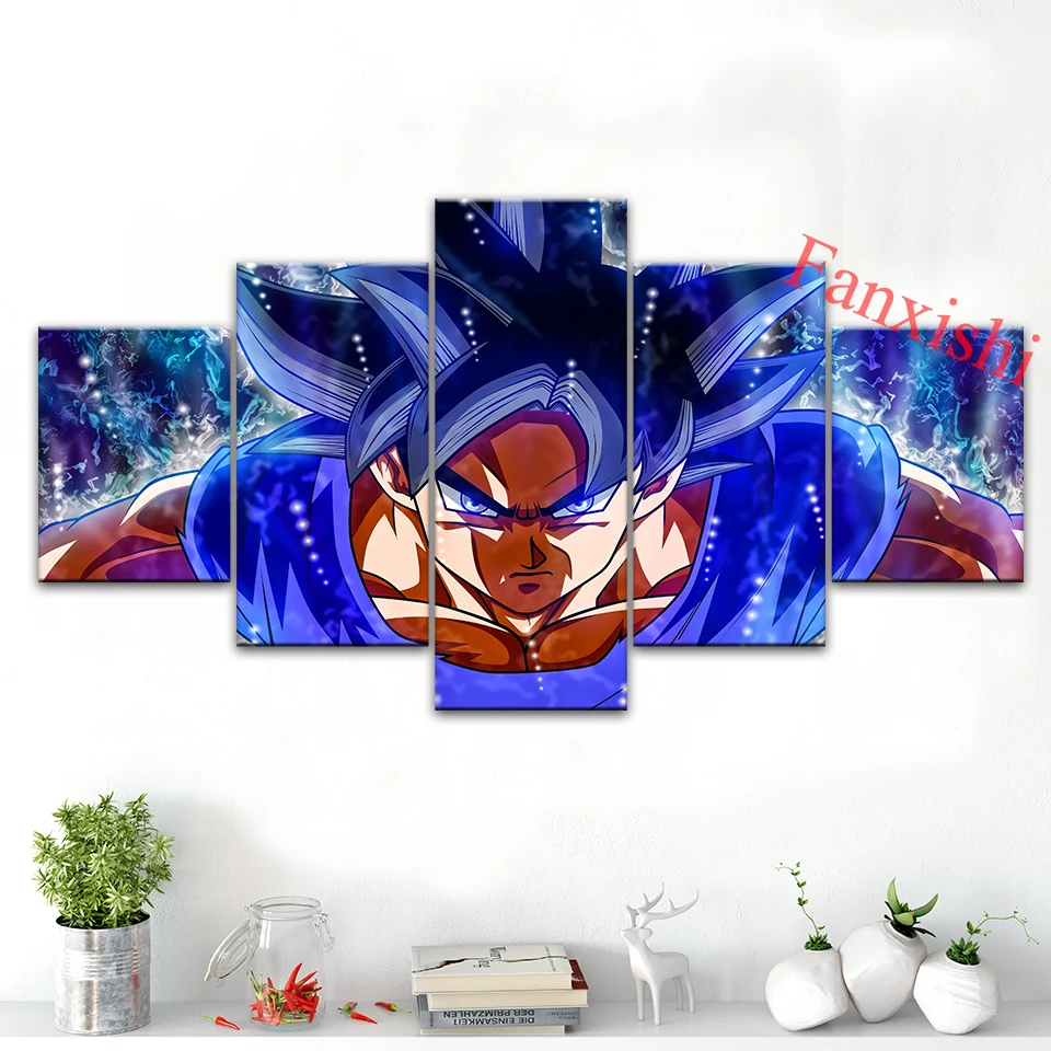 

5 Pieces Dragon Ball Goku Ultra Instinct Refresh Anime Posters Wall Art Prints Canvas Pictures Home Living Room Decor Painting