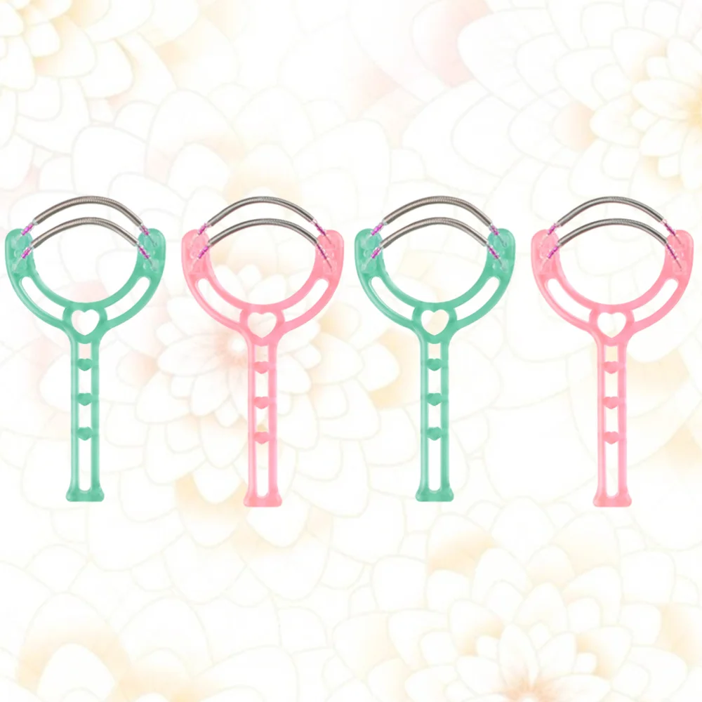 

4pcs Hair Removal Device Spring Facial Hairs Removal Handheld Threading Beauty Epilator Tools for Woman (Pink, Green)