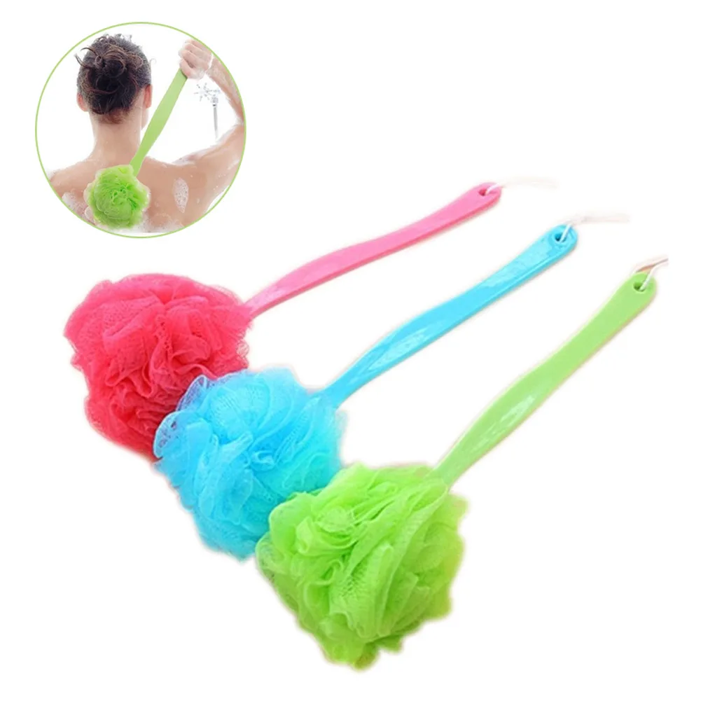 

Long Handle Hanging Soft Mesh Back Body Bath Shower Scrubber Bathing Brush Sponge can CSV