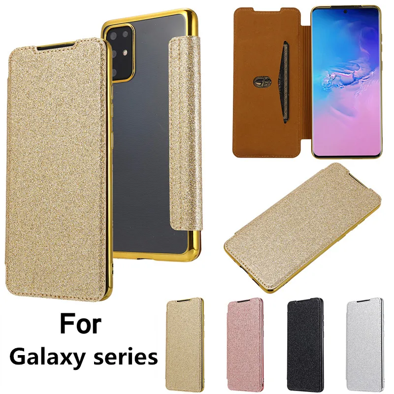 

Luxury Electroplating Flip Phone Case for Samsung Galaxy S20 S21 Ultra S9 S10 Plus A71 A51 A21S Note 8 9 10 20 Card Slot Cover