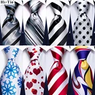 Hi-Tie белый черный красный полосатый Новый галстук для мужчин Шелковый Свадебный галстук Gravat Hanky запонки модный дизайн бизнес Прямая поставка