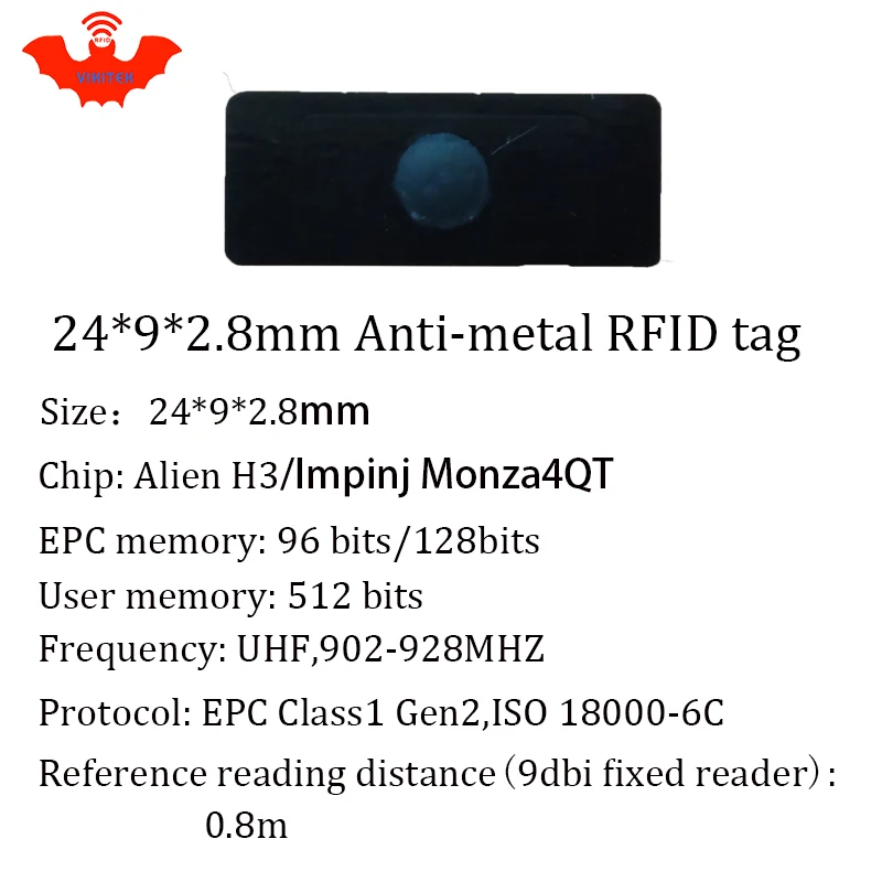 

UHF RFID anti-metal tag 915mhz 868mhz Alien Higgs3 EPCC1G2 6C 24*9*2.8mm small rectangle PCB smart card passive RFID tags