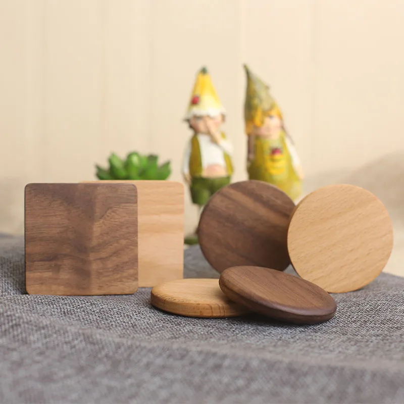 

1/2/4/PCS Kitchen Mat Non-Slip 8.8cm Wooden Drink Cup Coasters For Glasses Table Placemats For Table Mat Heat Insulation Hot Pad