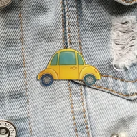 vintage brooches for women cartoon yellow car lapel pin cute acrylic badges scarf buckle hat clothes accessories jewelry gift