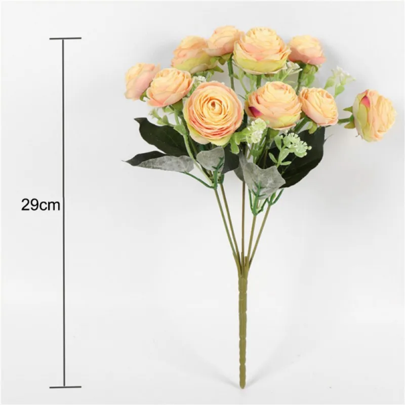 1 букет Искусственные цветы пиона чайной розы Осень шелковые искусственные для