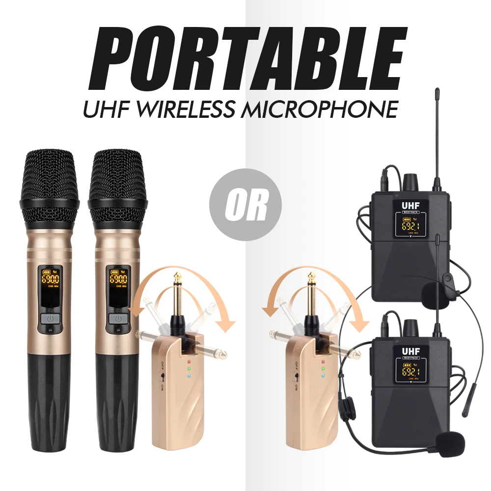 Мини 2 канальный портативный беспроводной микрофон Debra с ручным или лавальым