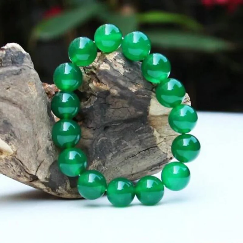 

Natural Healing Bracelet Green Agate Jades Stone Beads Bracelets For Women and Men Strand Meditation Jewelry String Accessories