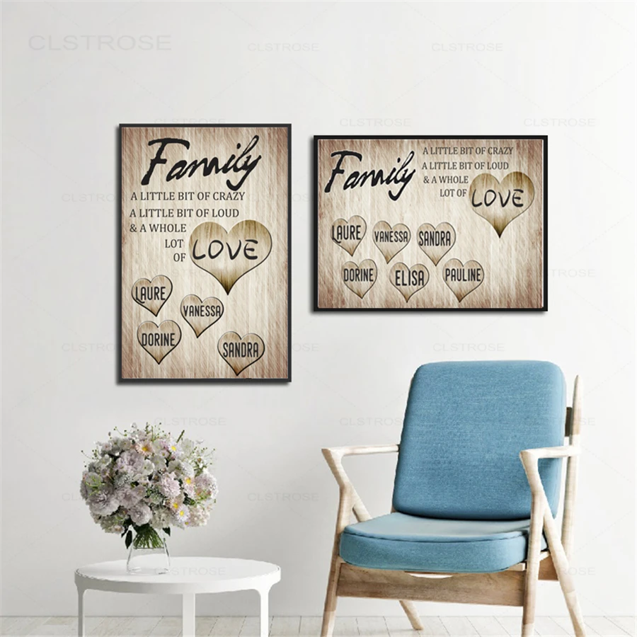 

Family Sign Name Custom Poster Family A Little Bit of Crazy Print Wall Art Canvas Painting Personalized Gift for Home Decoration