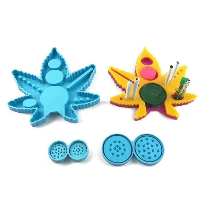 

Leaf Serving Tray Plate Board Epoxy Resin Mold Cigarette Spice Grinder Case Silicone Mould DIY Crafts Home Ornaments Tools B36D