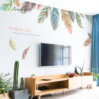 creative feather warm living room decoration tv sofa background wall sticker home decor self adhesive corridor skirting stickers